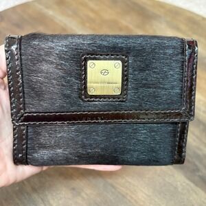 Francesco Biasia Leather Animal Hair Wallet Brown‎ Trifold